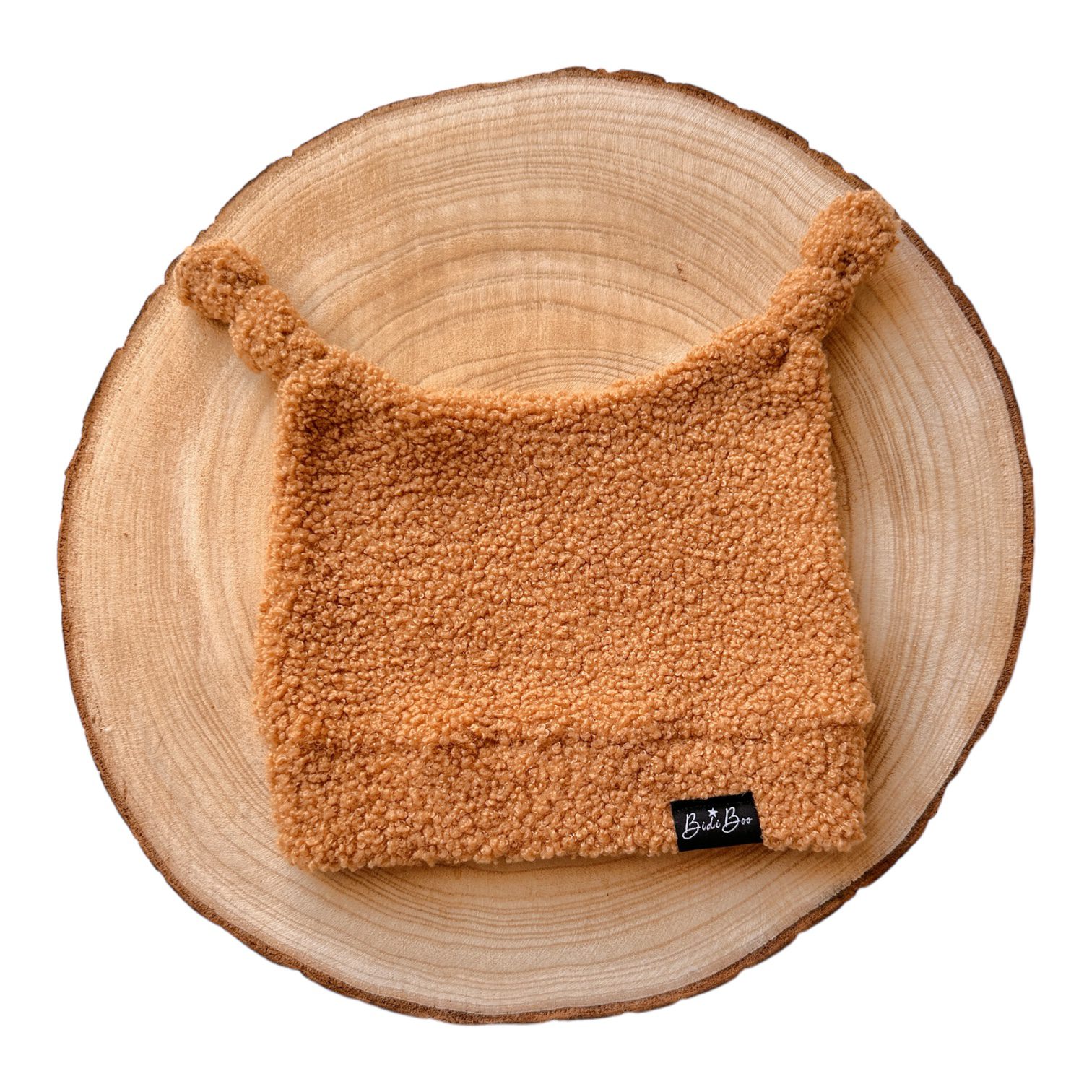 Bonnet lutin bouclette camel