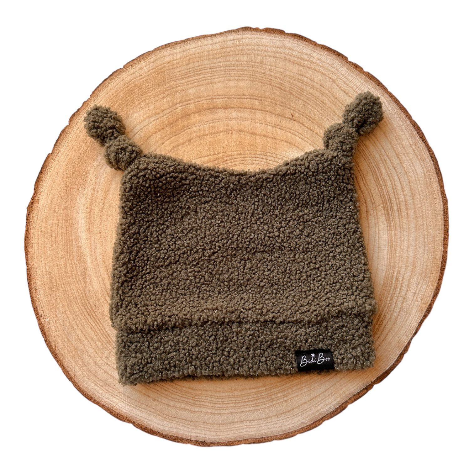 Bonnet lutin bouclette kaki