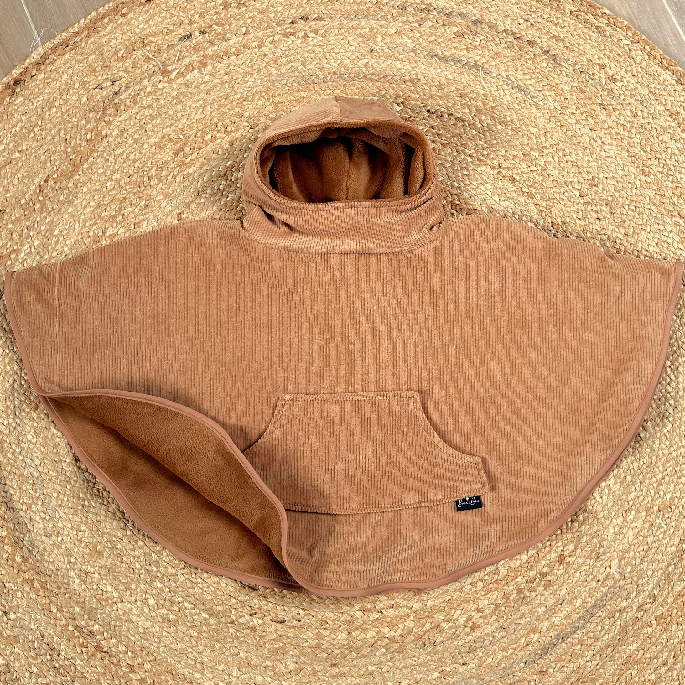 poncho rib doux camel