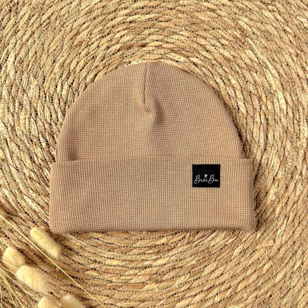 Bonnet mi-saison gauffré camel