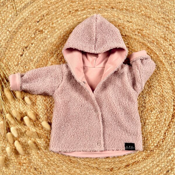 Manteau réversible bouclette rose