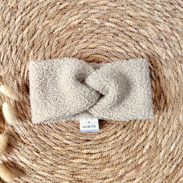 Bandeau croisé enfant bouclette beige