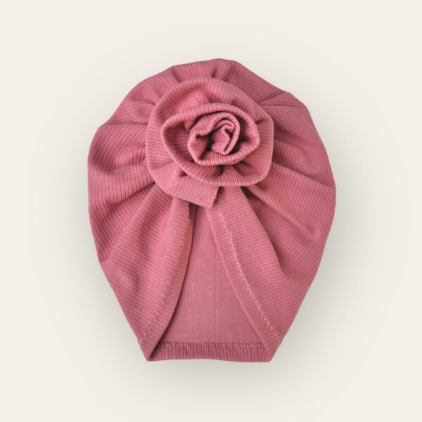 Turban fleur rib rose