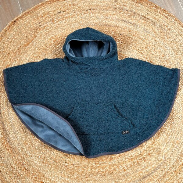Poncho bouclette bleu