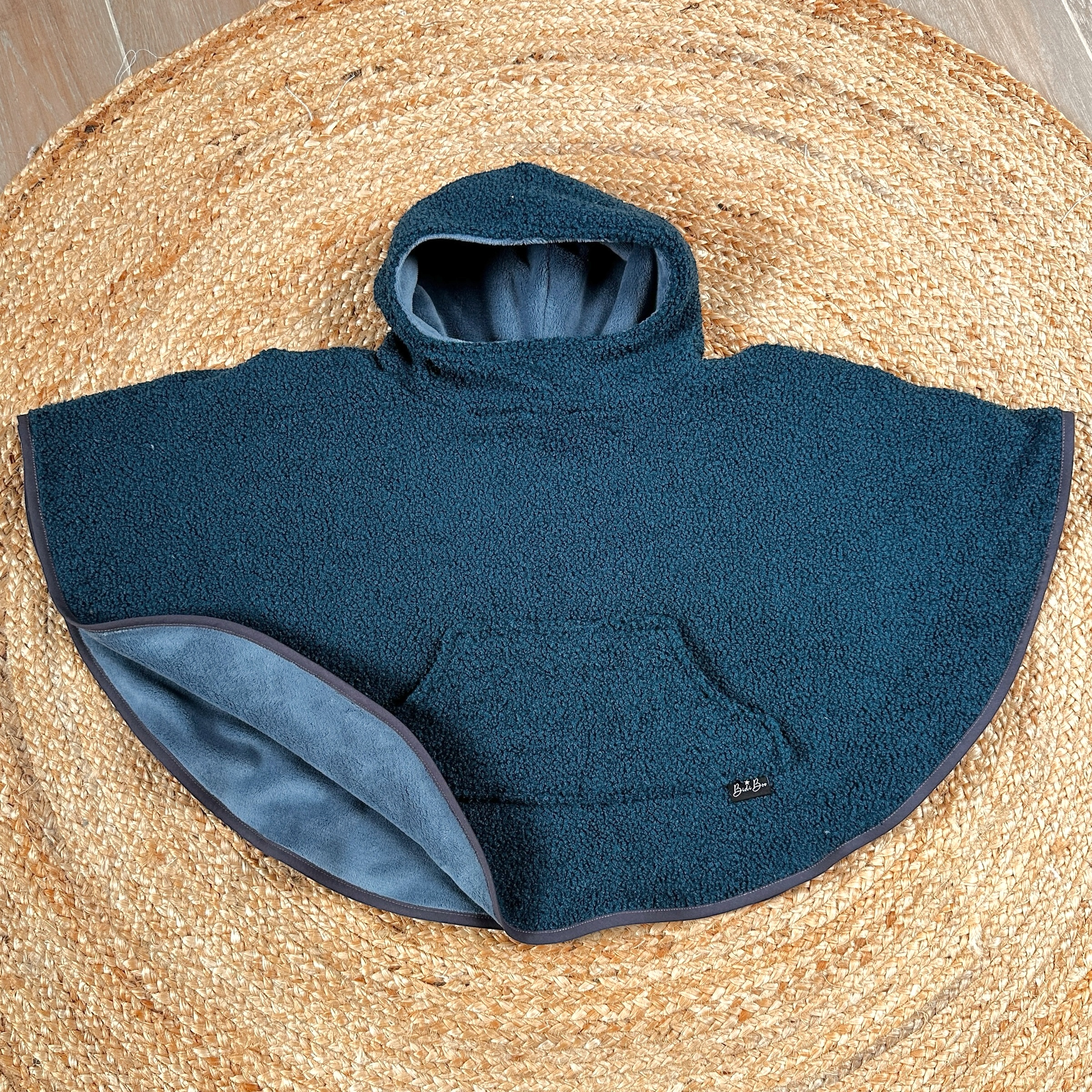 Poncho bouclette bleu