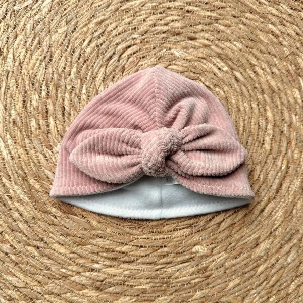 Turban hiver rib rose doux