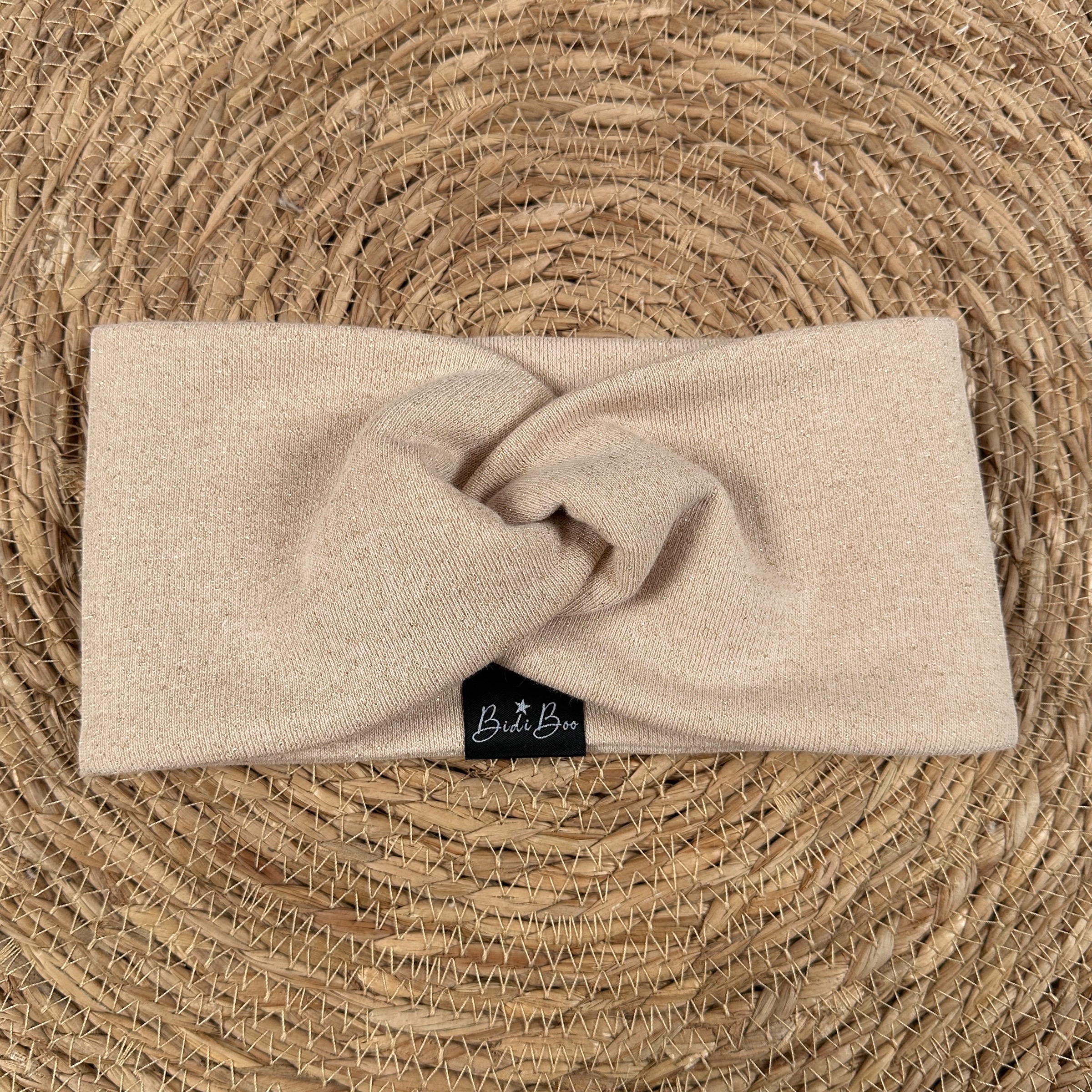 Bandeau croisé enfant beige brillant