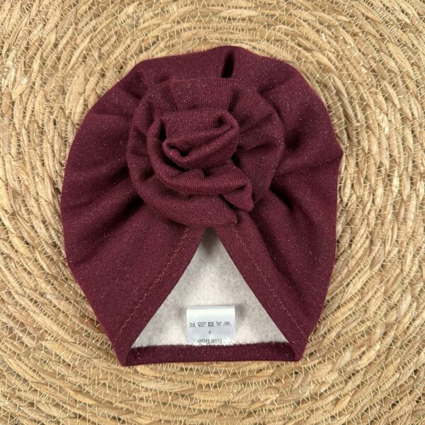 Turban fleur bordeaux brillant