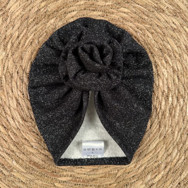 Turban fleur noir brillant
