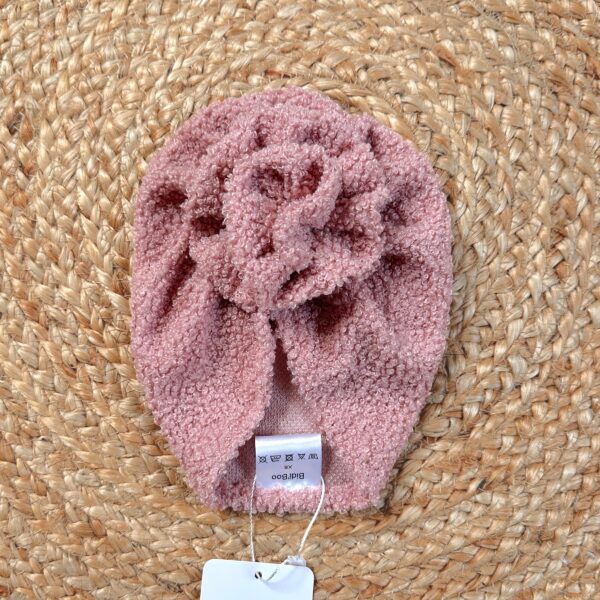 Turban fleur bouclette rose