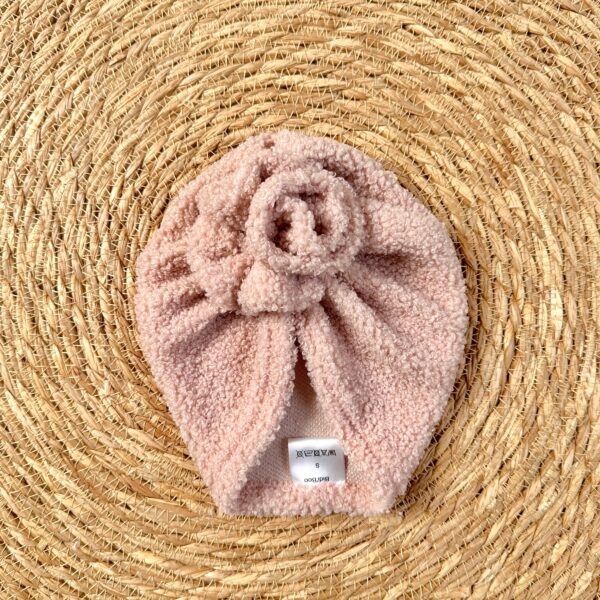 Turban fleur bouclette rose