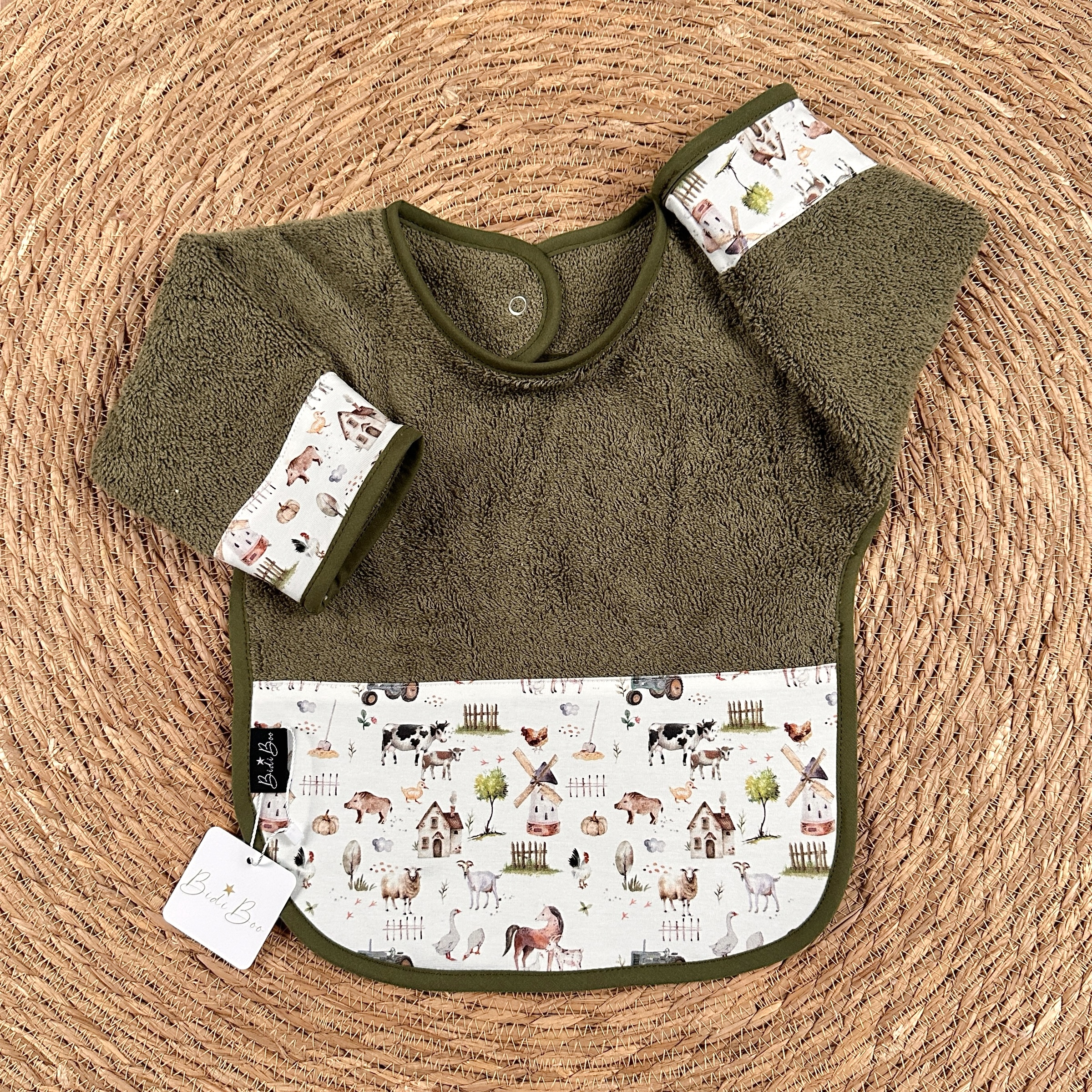 Bavoir manches Mathurin/olive