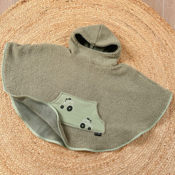 Poncho bouclette olive/Basile