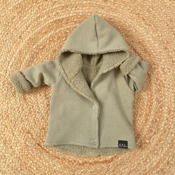 Manteau réversible gaufré olive