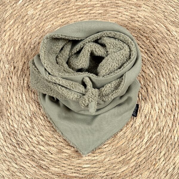 Foulard à nouer enfant gaufré olive/bouclette