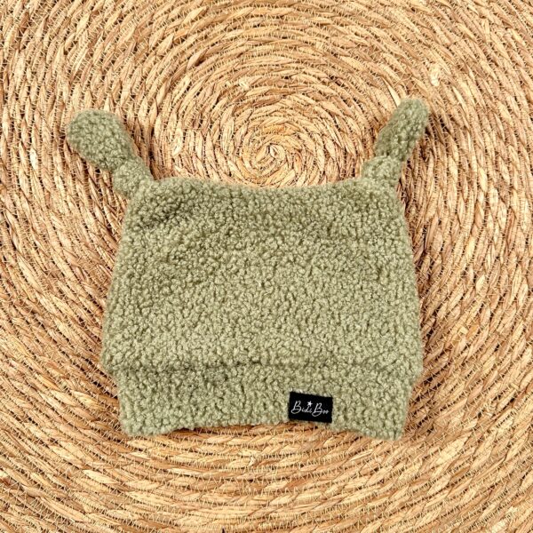 Bonnet lutin bouclette olive