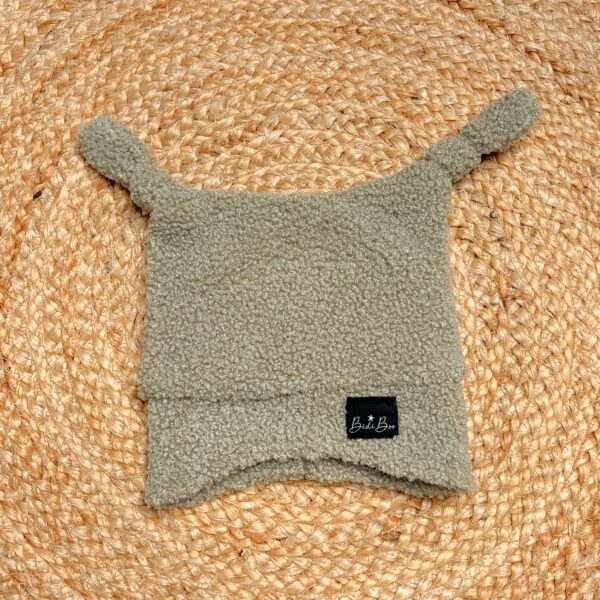 Bonnet lutin bouclette olive