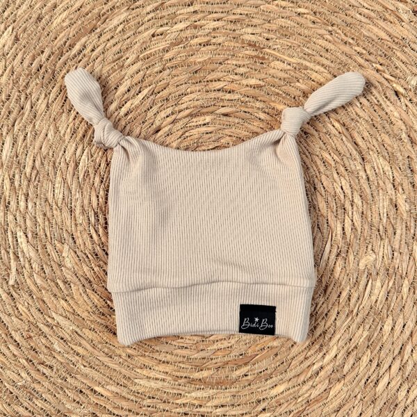 Bonnet lutin côtelé beige