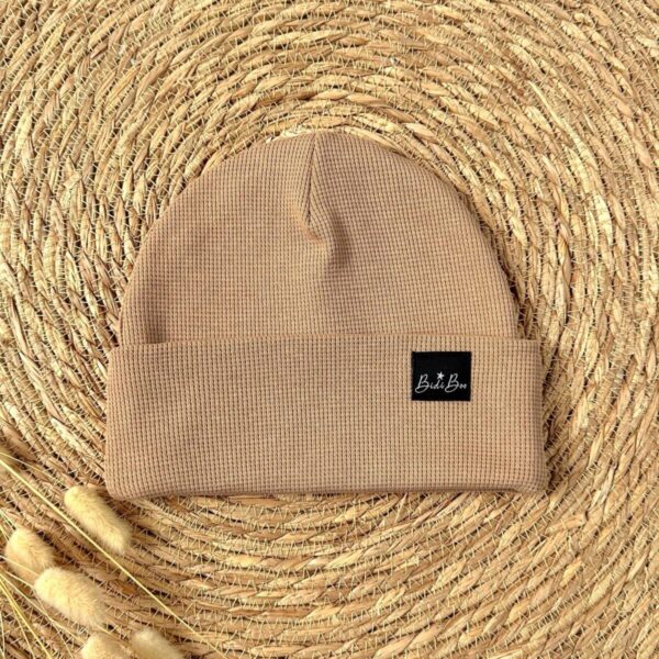 Bonnet mi-saison gaufré camel