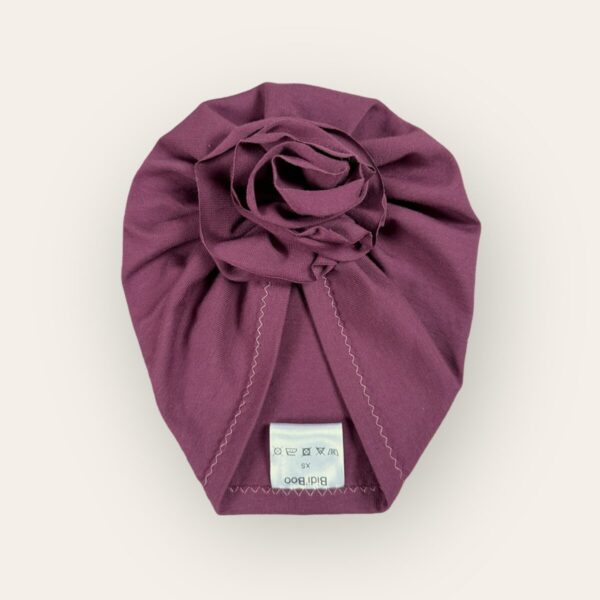 Turban fleur aubergine 3-6 ans