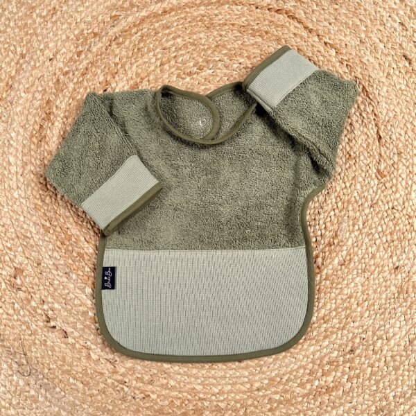Bavoir longues manches gaufré olive